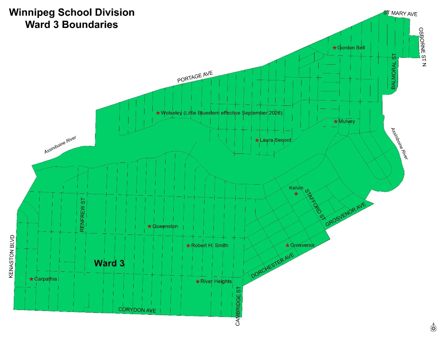 Map of Winnipeg School Division Ward 3 Boundaries