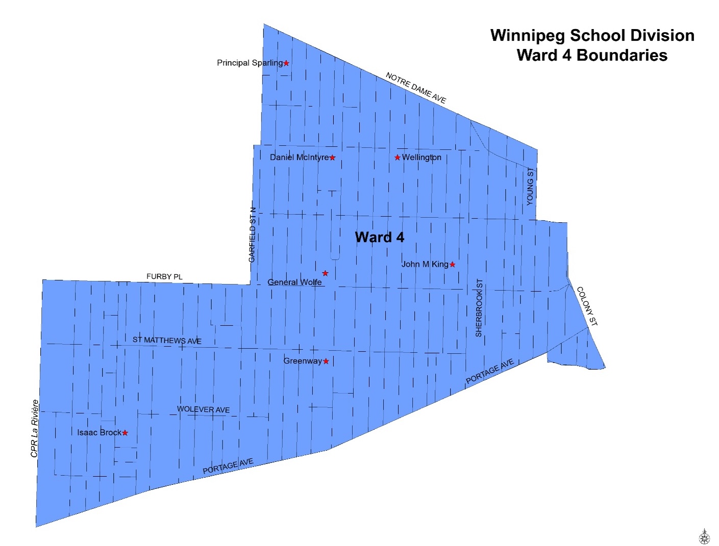 Map of Winnipeg School Division Ward 4 Boundaries