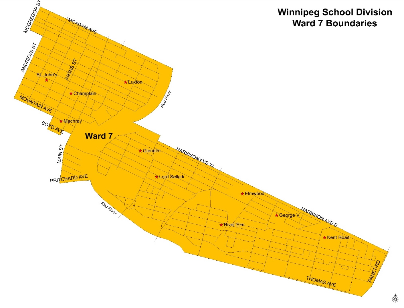 Map of Winnipeg School Division Ward 7 Boundaries