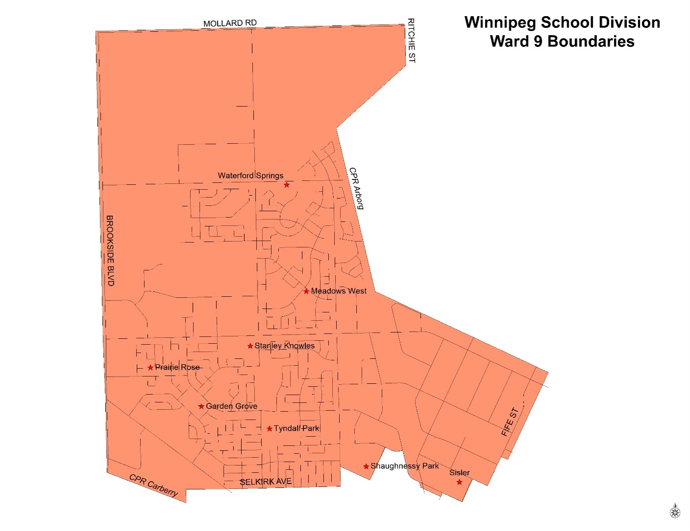 Map of Winnipeg School Division Ward 8 Boundaries