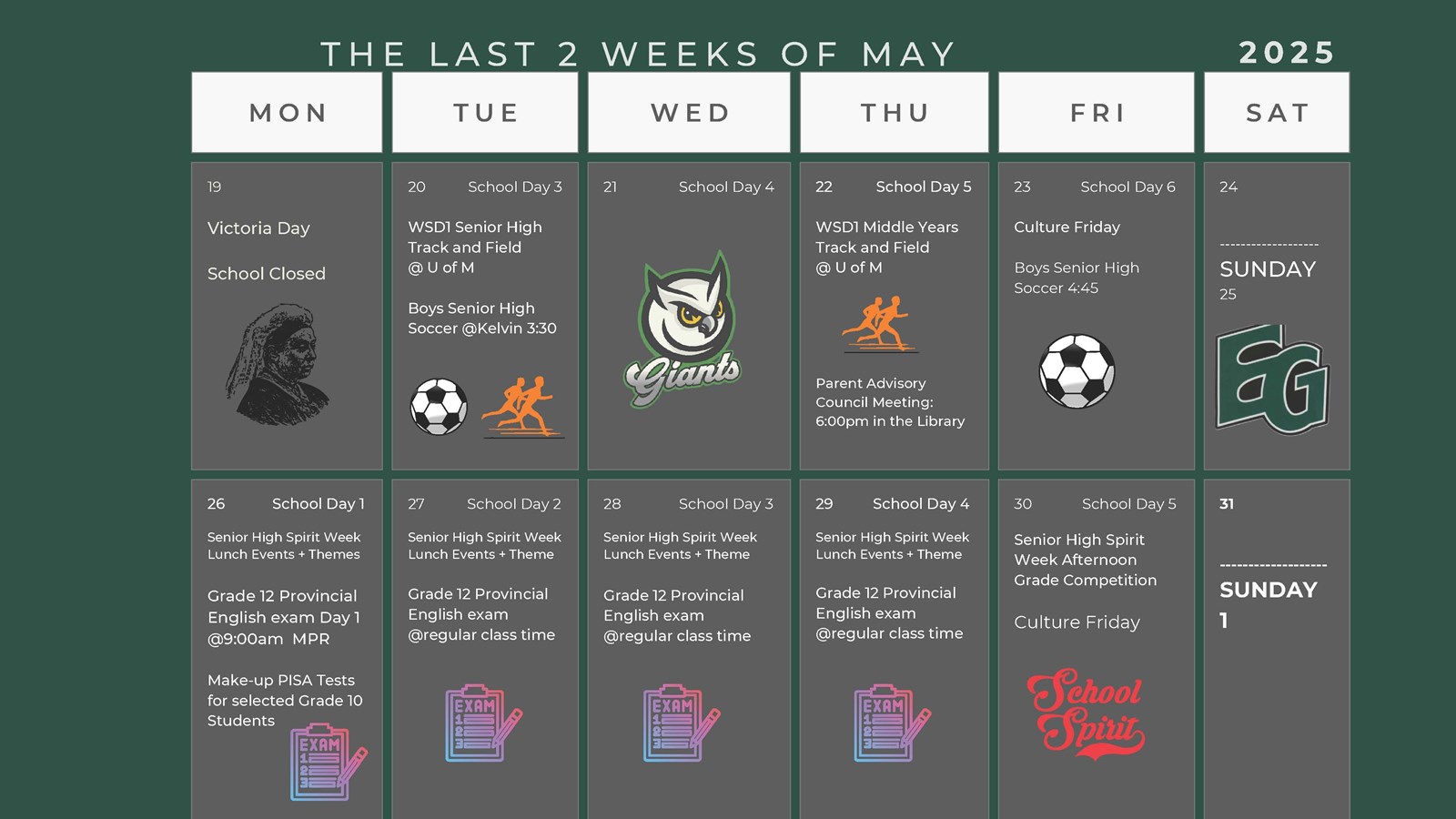Late May Calendar