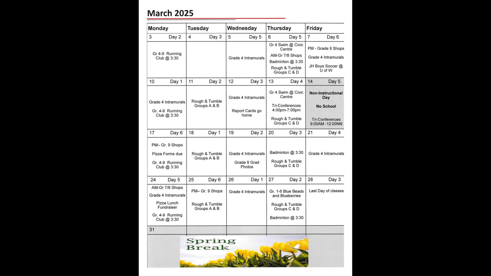 March Calendar