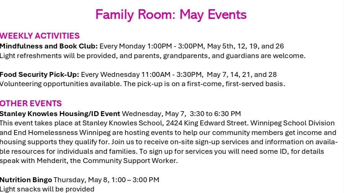 Family Room Information