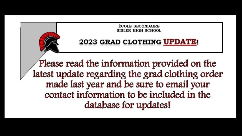 Sisler 2023 Grad Clothing Updates: