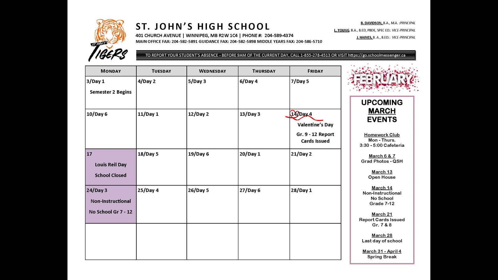 February Monthly Calendar