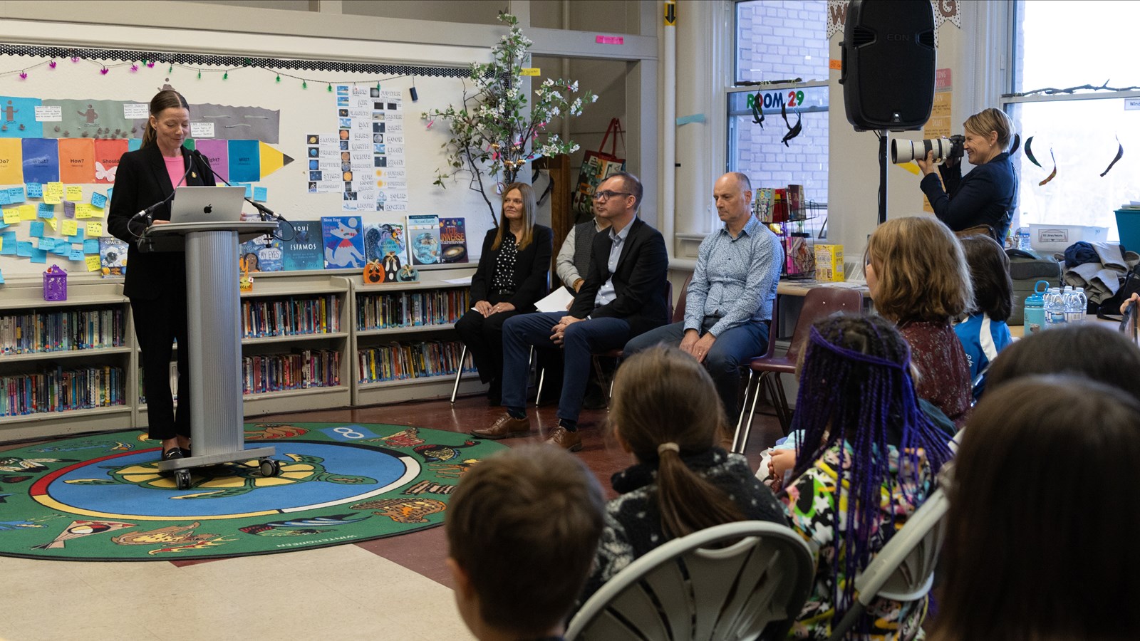 Tracy Schmidt, Minister of Education, answered questions from The Earl Grey Press students Tracy Schmidt, Minister of Education, answered questions from The Earl Grey Press students