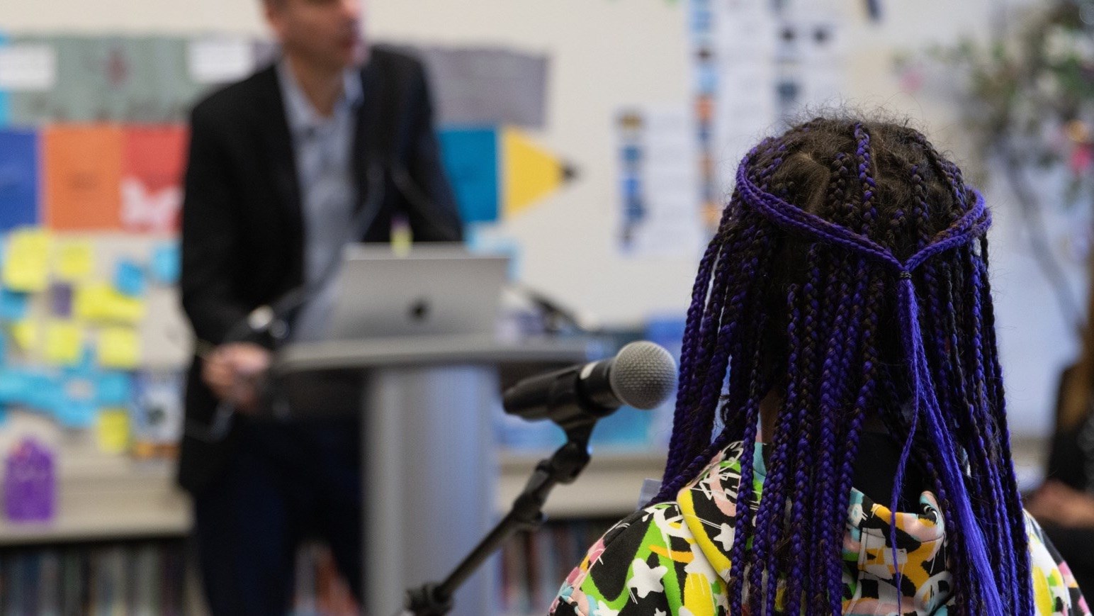 During the press conference students asked questions to Matt Henderson, WSD Superintendent and Tracy Schmidt Minister of Education and Early Childhood Learning During the press conference students asked questions to Matt Henderson, WSD Superintendent and Tracy Schmidt Minister of Education and Early Childhood Learning