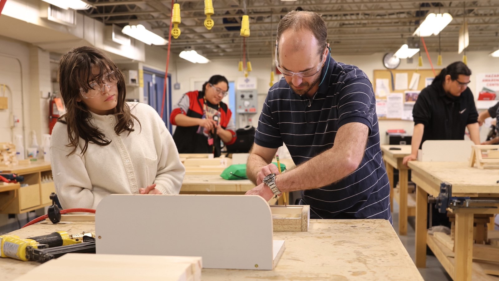 Students learning Carpentry at R.B.Russell Vocational High School