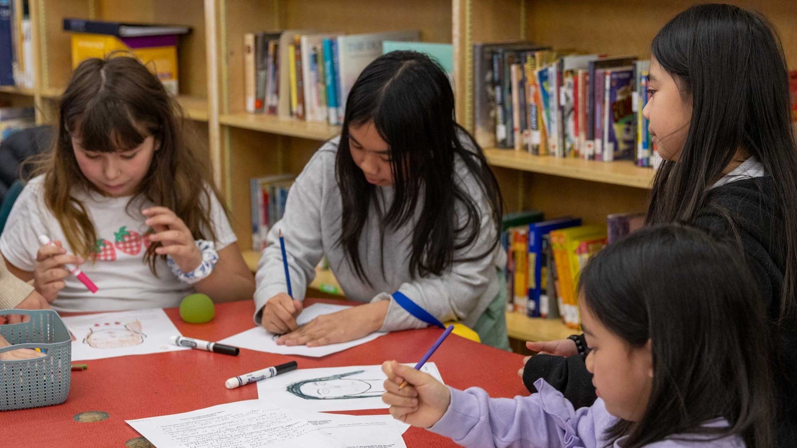 As part of the activities, students work on a self portrait they use to introduce themselves in Tagalog.