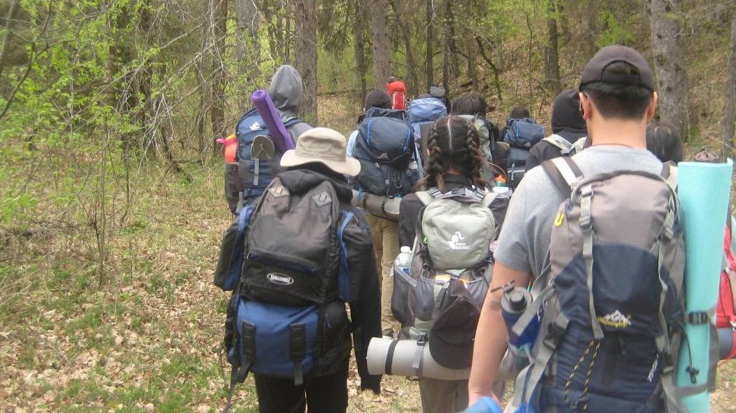 Students hiking