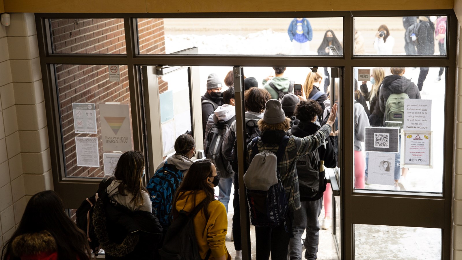 Kelvin High School students walking out of school