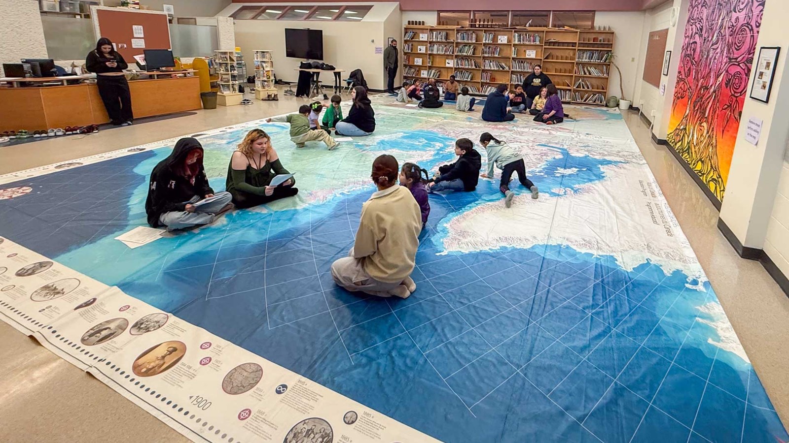 Lord Selkirk School Explores the IPAC Giant Floor Map WSD