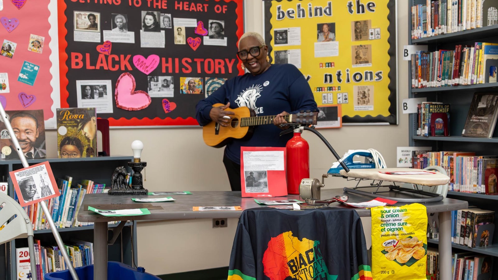 ‘Behing the inventions’, a exhibit situated in the school’s library during Black History Month.