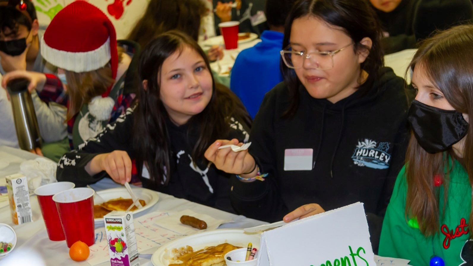 Mulvey School students enjoying the breakfast at the Holiday celebrations!