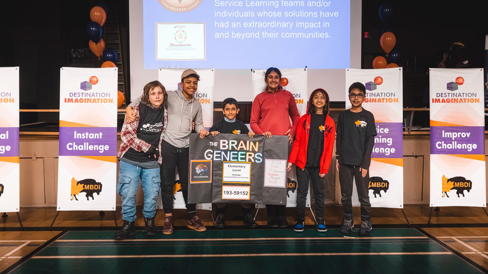 The BrainGeneers at the Manitoba Destination Imagination tournament.